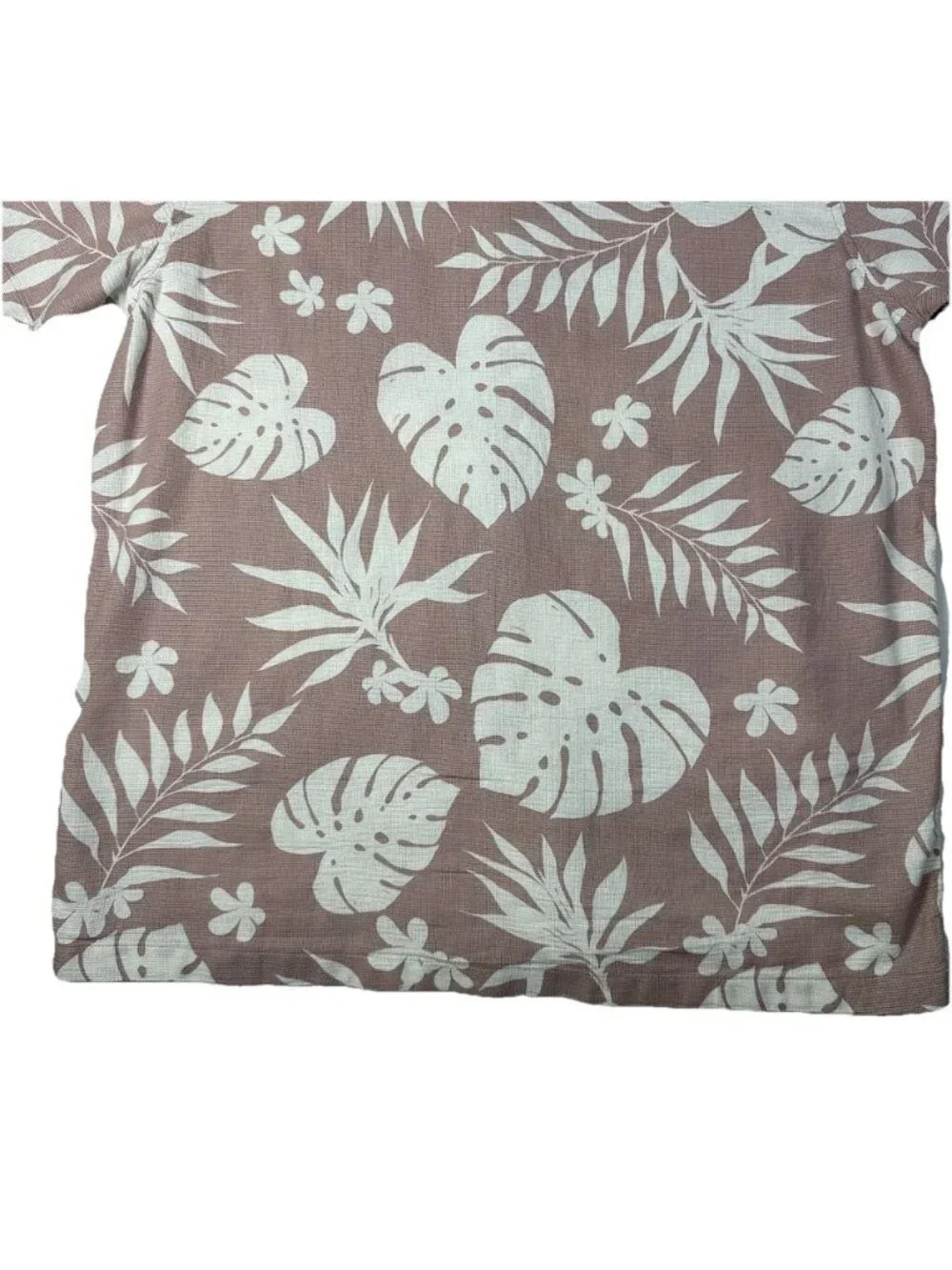 Folk Short Sleeve Button Up Medium Kingston Pink Leaf Beach Casual Mens Cotton